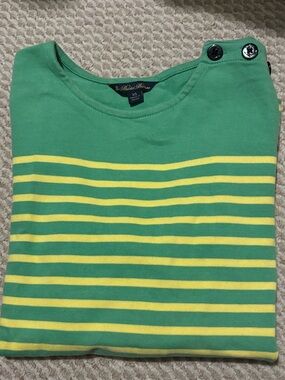 Brooks Brothers Green & Yellow Striped Top